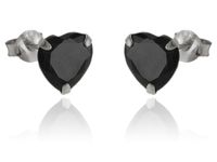KOLCZYKI SREBRNE WKRĘTKI SERCA CZARNE CYRKONIE