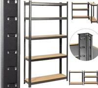 Regał magazynowy metalowy 3w1 CZARNY 5x175 kg. 180x90x30 DOOC