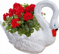 DONICA W KSZTAŁCIE ŁABĘDZIA OSŁONKA NA KWIATY FIGURA OGRODOWA PTAK ŁABĘDŹ