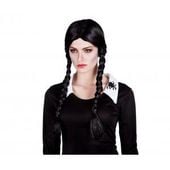 CZARNA PERUKA Z WARKOCZAMI HALLOWEEN KARNAWAŁ