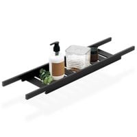 Półka na Wannę Łazienkowa Bambusowa Czarna na Kosmetyki Akcesoria Napoje