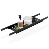 Półka na Wannę Łazienkowa Bambusowa Czarna na Kosmetyki Akcesoria Napoje