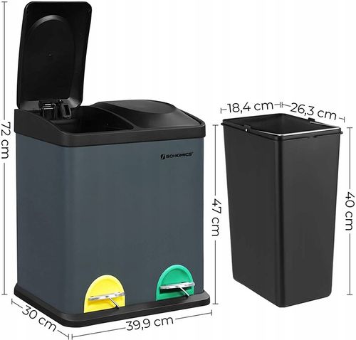 Kosz na śmieci śmietnik 30l segregacja 2 pojemniki na Arena.pl