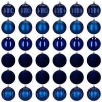 Bombki choinkowe 36 szt. zestaw dekoracji świątecznych, nietłukące, granatowe