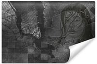 Fototapeta Do Salonu PORTRET Kobiety Mapa Miasta Abstrakcja 315cm x 210cm