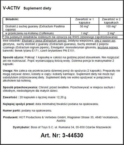 kapsułki v activ dla mężczyzn hot 20 kapsułek na Arena.pl