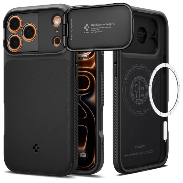 spigen optik armor mag magsafe iphone 17 pro black zdjęcie 1