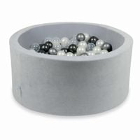 Suchy basen 90x40cm Velvet Soft Jasnoszary z piłeczkami 300szt (perłowe, przezroczyste, metaliczny grafit, srebrne)