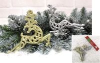 zawieszki ażurowe brokatowe renifery kpl 2 szt złote/srebrne  xmw-16044