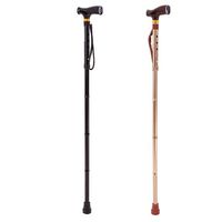 Laska inwalidzka składana czarna z drewnianą rączką