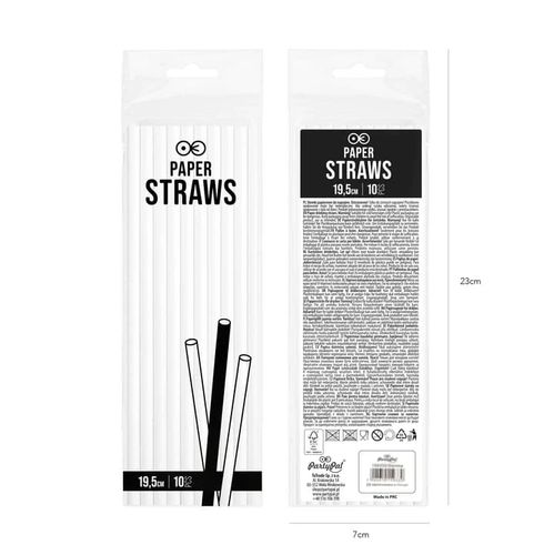 Słomki papierowe białe, 10 szt. na Arena.pl