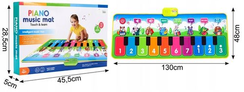 MATA MUZYCZNA DO TAŃCZENIA DLA DZIECI INTERAKTYWNA 130 cm PIANINKO NAGRYWA na Arena.pl
