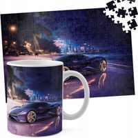 ZESTAW KUBEK + PUZZLE 110EL - AUTA SUPER SAMOCHODY PLAŻA MIASTO NOC