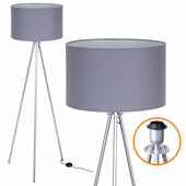 Lampa Podłogowa Trigni SREBRNA Styl Skandynawski Ciemnoszary abażur