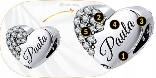 CHARMS srebrne SERCE GRAWER srebro koralik zawieszka charms 925 SERDUSZKO na Arena.pl