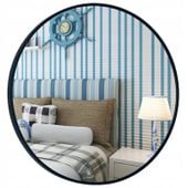 LUSTRO ŚCIENNE STYLOWE OKRĄGŁE ŁAZIENKOWE CZARNA RAMA ŚREDNICA 80 CM LOFT