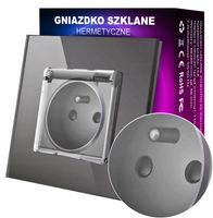 2 x GNIAZDKO GNIAZDO ELEKTRYCZNE SZKLANE SZARE HERMETYCZNE KONTAKT IP44