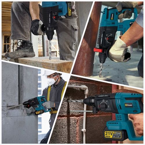 Bezszczotkowa młotowiertarka/wkrętarka udarowa SDS-PLUS, zestaw 2 na Arena.pl