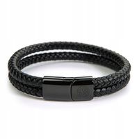 Betlewski Bransoletka męska ze skóry naturalnej magnetyczne zapięcie stal