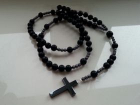 MĘSKI NASZYJNIK RÓŻANIEC ONYKS HEMATYT HIT Nowość na Arena.pl