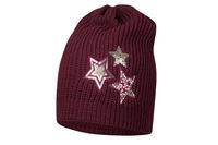 BROEL Clotilde czapka dla dziewczynki beanie cekiny bordowa 55-57