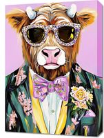 Obraz 50x70cm Portret Zwierząt | Krowa w Okularach | Pop Art
