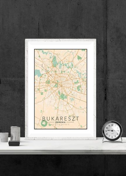 Bukareszt mapa kolorowa - plakat 20x30 cm zdjęcie 2