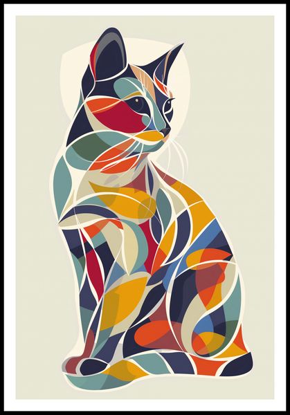 Plakat 68x101cm Kalejdoskopowy Kot zdjęcie 3