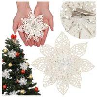 Gwiazda betlejemska na choinkę ozdoba klips brokatowa stroik poinsecja 15cm