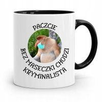 Kubek Czarny Nosacz Janusz Bez Maseczki Chodzi Z Nadrukiem Ze Zdjęciem