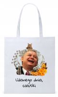 Śmieszny Pis Kaczyński Torba Eco Biała Shopper Z Nadrukiem Ze Zdjęciem