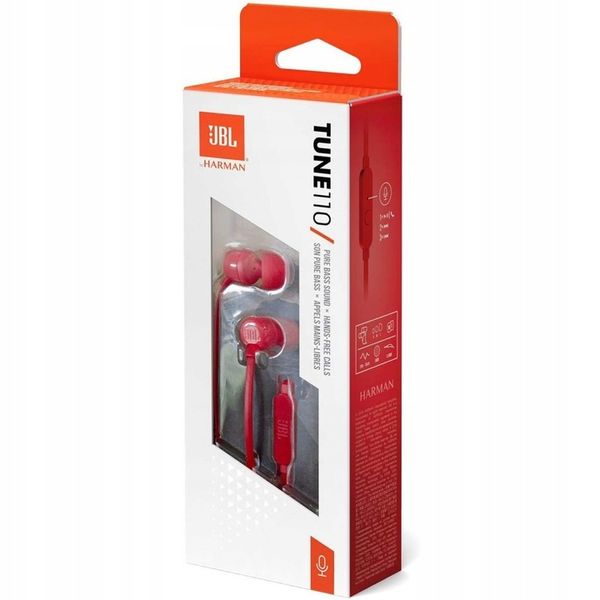 Słuchawki dokanałowe JBL T110 z mikrofonem BAS zdjęcie 1