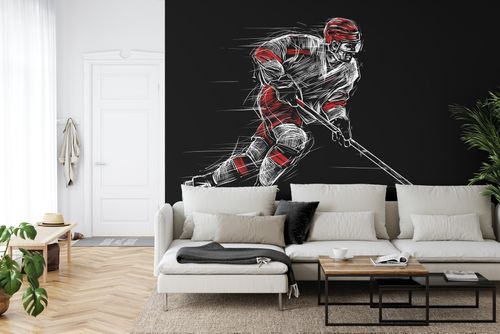 Fototapeta Rysowany Hokeista Vinyl Gładki 254x184 na Arena.pl