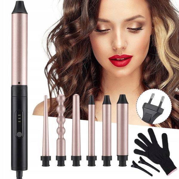 LOKÓWKA DO WŁOSÓW WIELOFUNKCYJNA 6 WYMIENNYCH GŁOWIC FALOWNICA FALE LOKI zdjęcie 1