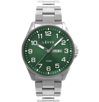 LAVVU Zegarek ze stali nierdzewnej ​ BERGEN Green ze świecącymi cyframi