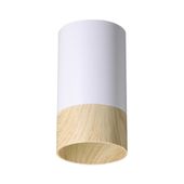Conti lampa sufitowa tuba 1x15W GU10 5,5/10 biały+drewniany