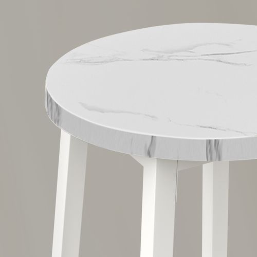 Taboret barowy - marmur / nogi białe na Arena.pl