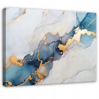 OBRAZ ABSTRAKCJA MARMUR NIEBIESKI ZŁOTO SYPIALNIA SALON NA PŁÓTNIE 120x80