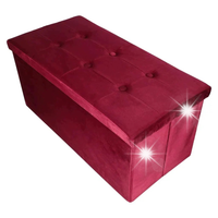 Pufa ze schowkiem do siedzenia otwierana składana welurowa 76x38x38cm bordo