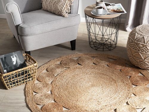 Dywan okrągły z juty ø 120 cm beżowy AHLAT na Arena.pl