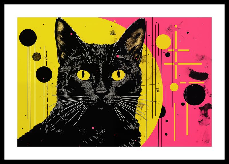 Plakat 45x30cm Neonowy Kocur zdjęcie 3