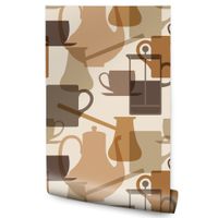 Tapeta Do Kuchni Kawa Filiżanki Czajniki Dzbanki Styl Vintage Do Jadalni