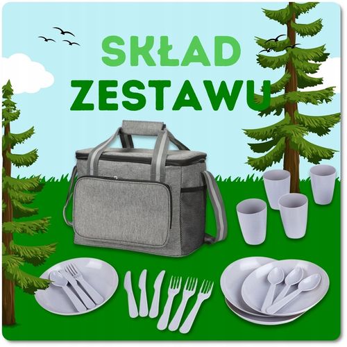 KOSZ PIKNIKOWY Z WYPOSAŻENIEM TERMICZNY TURYSTYCZNY DLA 4 OSÓB 21W1+ GRATIS na Arena.pl