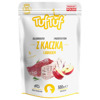 MOKRA KARMA DLA PSA TufTuf SASZETKA MIELONKA KACZKA Z JABŁKIEM 500G