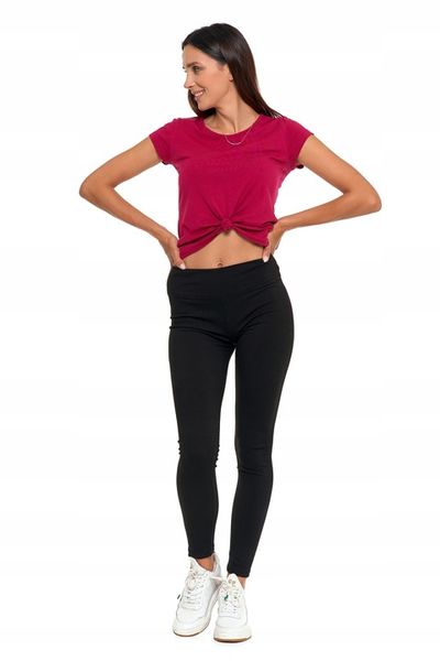 Moraj Prążkowane Damskie Legginsy z Wysokim Stanem 1500-013 czarny S/M zdjęcie 5