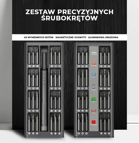Śrubokręt precyzyjny TurnTech z zestawem końcówek 48 in 1 ALU na Arena.pl