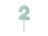 Świeczka na tort cyfra 2 niebieska 5,5 cm
