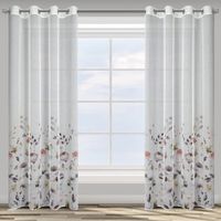 Zasłona gotowa na przelotkach LAVIN 140x250 biała pudrowa polne kwiaty