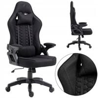 FOTEL GAMINGOWY GRACZA BIUROWY KRZESŁO DO BIURKA OBROTOWE czarny TKANINA