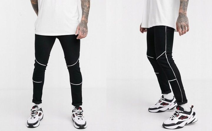 JEANSY DOPASOWANE CZARNE LAMPASY W26 L30 A05 zdjęcie 1